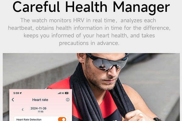 "Smartwatch heart rate monitoring feature showing real-time HRV analysis for accurate health tracking."