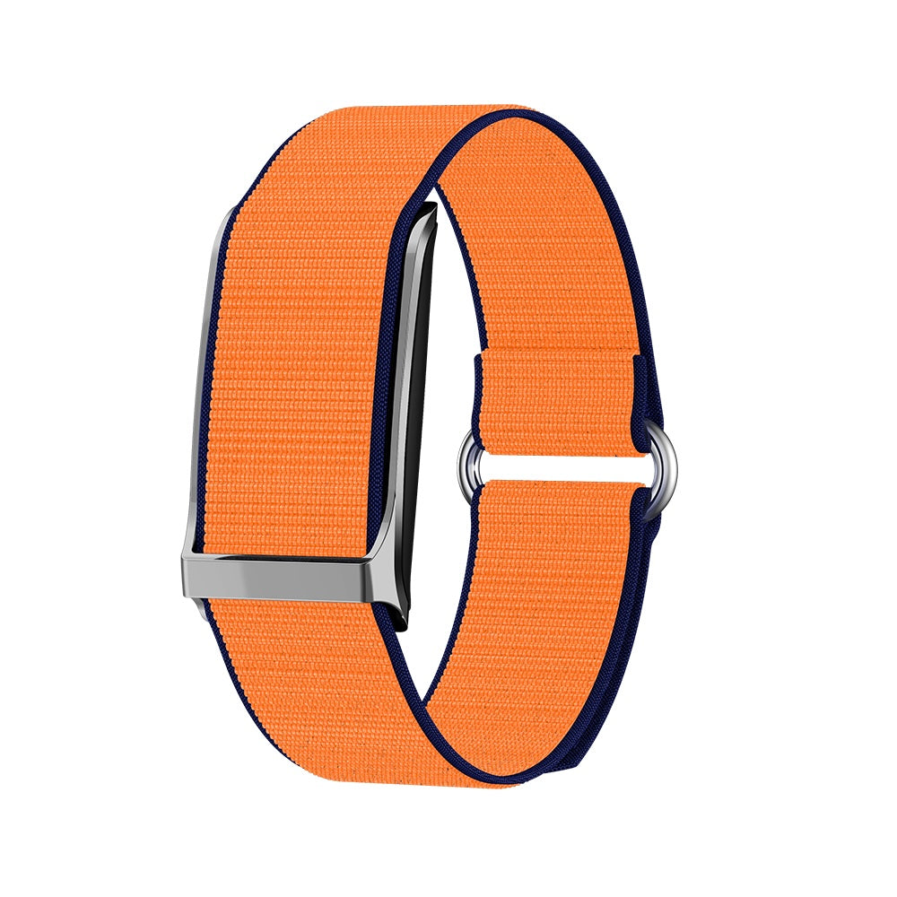 "A sleek and modern Lumeox® smartwatch with a premium orange woven strap and metallic accents, designed for comfort, durability, and style. Perfect for fitness tracking, stress management, and everyday wear."